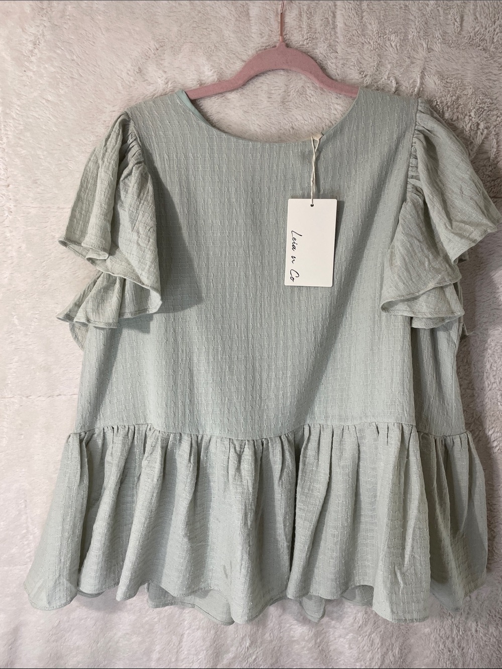 Love in Mint Green Layered Ruffle Peplum Blouse